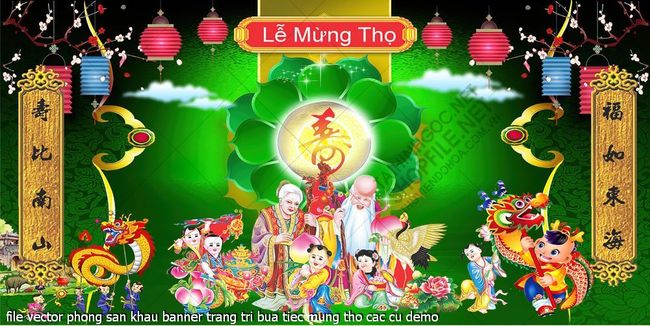 file vector phong san khau banner trang tri bua tiec mung tho cac cu